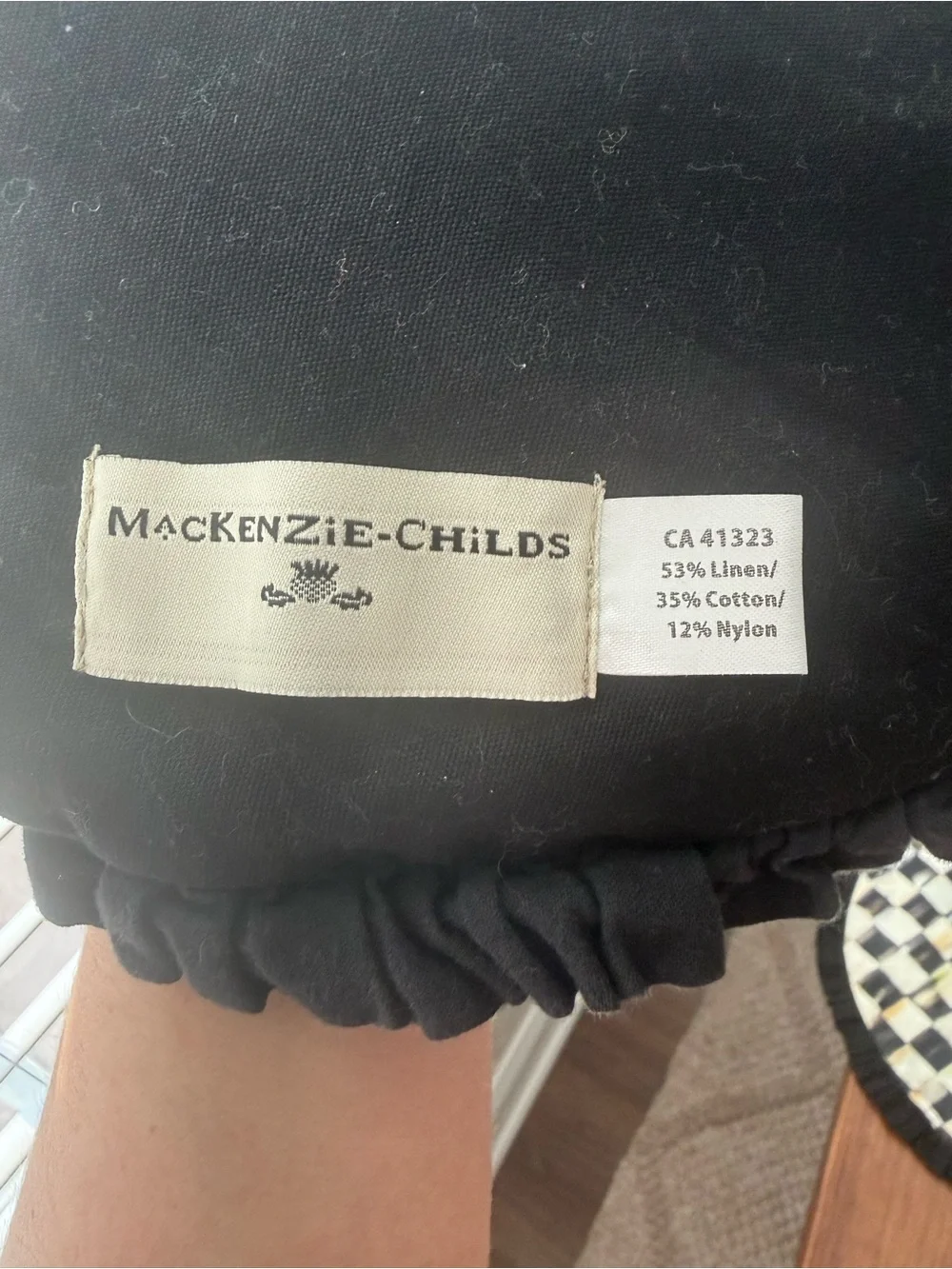 MacKenzie-Childs Black and Cream Checked Placemat with Ruffled Edge